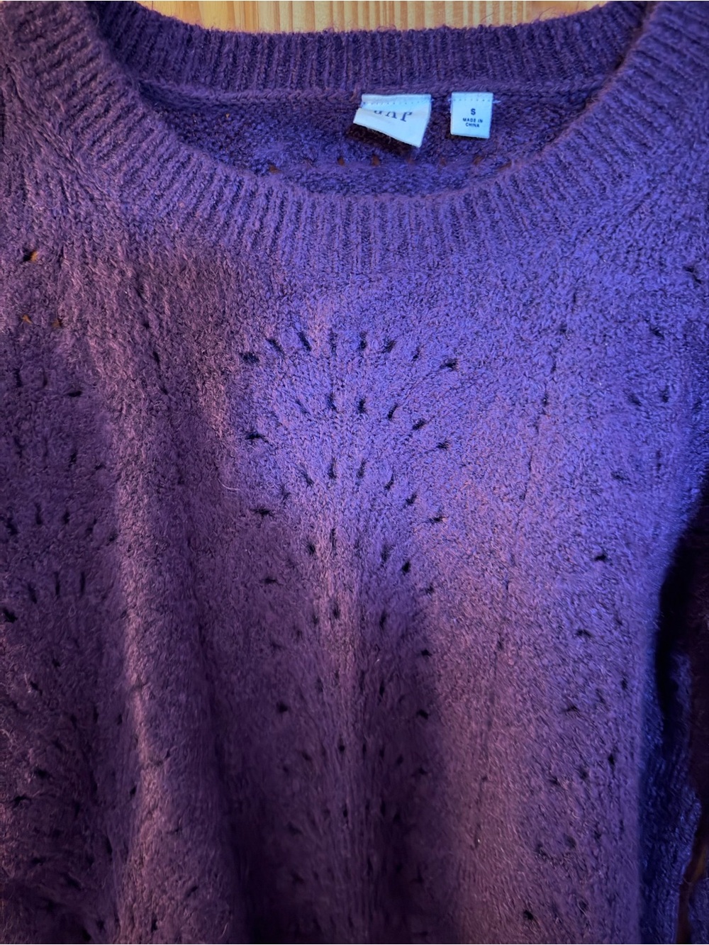 GAP Deep Purple Eyelet Crewneck Sweater